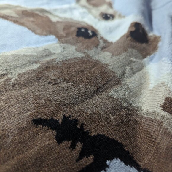 J Jill Women Sweater Light Blue Med Corgi Dog V Neck Long Sleeve Medium Puppy - Picture 4 of 7